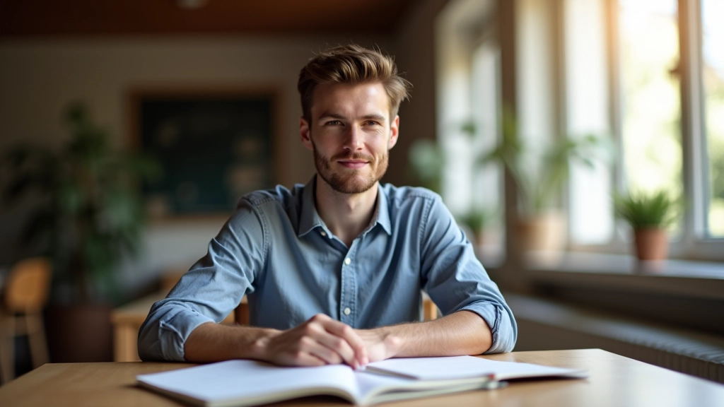 Persoon aan bureau voert voorbereiding voor Duits examen uit met boeken en notities